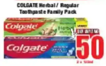 Boxer COLGATE Herbal/ Regular Toothpaste Family Pack offer