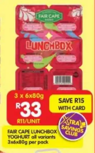 Shoprite Fair cape lunchbox yoghurt all variants offer