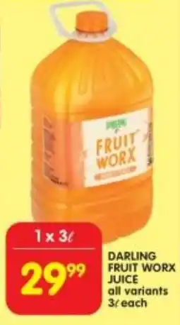 Shoprite Darling fruit worx juice all variants offer