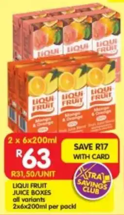 Shoprite Liqui fruit juice boxes all variants offer