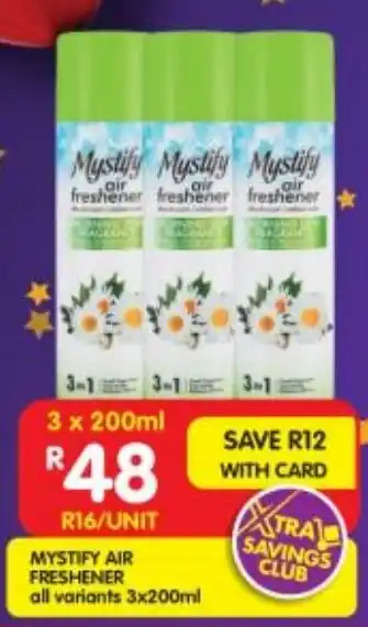 Shoprite Mystify air freshener all variants offer