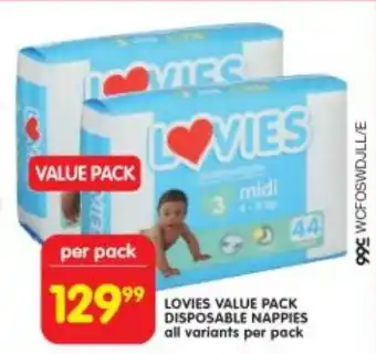 Shoprite Lovies value pack disposable nappies all variants offer