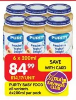 Shoprite Purity baby food all variants offer