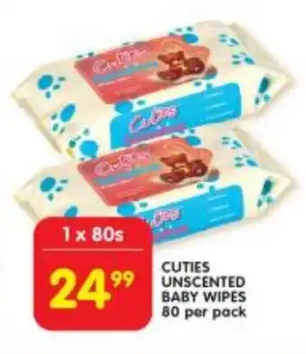 Shoprite Cuties unscented baby wipes offer