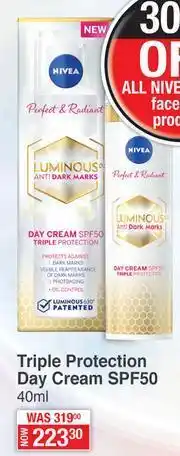 Dis-Chem Nivea Triple Protection Day Cream SPF50-40ml offer