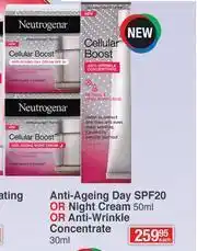 Dis-Chem Neutrogena Anti Ageing Day SPF20 Or Night Cream 50ml Or Anti Wrinkle Concentrate 30ml-Each offer