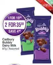 Dis-Chem Cadbury Bubbly Dairy Milk Assorted-87g offer