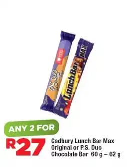 OK Foods Cadbury Lunch Bar Max Original or P.S. Duo Chocolate Bar offer