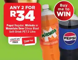 OK Foods Pepsi Regular, Mirinda or Mountain Dew Citrus Blast Soft Drink offer