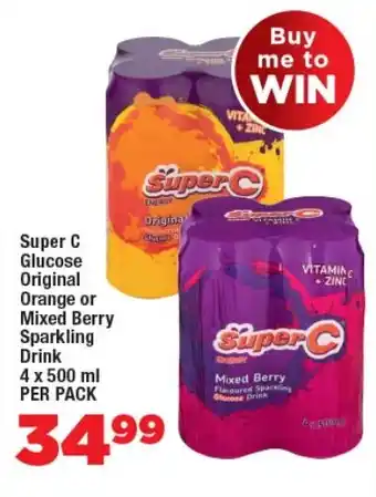 OK Foods Super C Glucose Original Orange or Mixed Berry Sparkling Drink offer