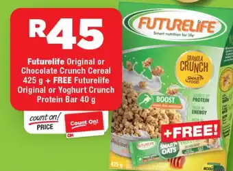 OK Foods Futurelife Original or Chocolate Crunch Cereal + FREE Futurelife Original or Yoghurt Crunch Protein Bar offer