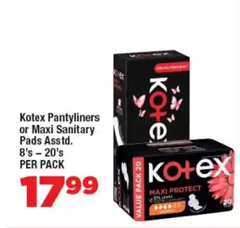 OK Foods Kotex Pantyliners or Maxi Sanitary Pads Asstd. offer