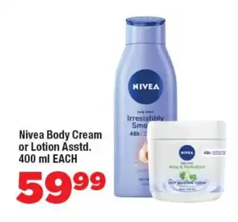 OK Foods Nivea Body Cream or Lotion Asstd. offer