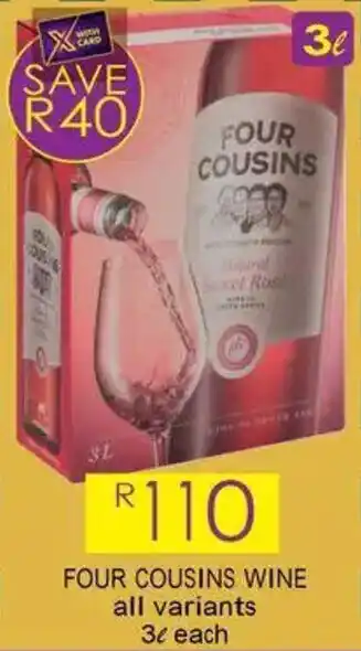 Shoprite Liquor Four cousins wine all variants offer