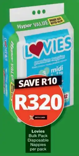 Checkers Hyper Lovies Bulk Pack Disposable Nappies offer