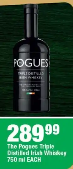 OK Liquor The Pogues Triple Distilled Irish Whiskey offer