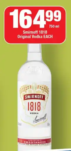 OK Liquor Smirnoff 1818 Original Vodka offer