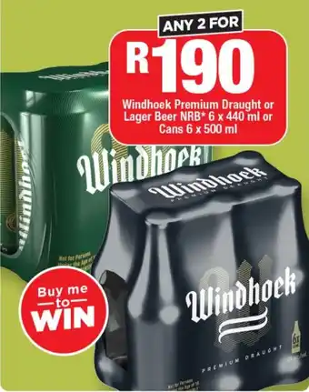 OK Liquor Windhoek Premium Draught or Lager Beer NRB or Cans offer