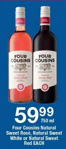 OK Liquor Four Cousins Natural Sweet Rosé, Natural Sweet White or Natural Sweet Red offer