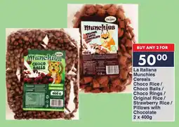 President Hyper La Italiana Munchies Cereals Choco Rice/ Choco Balls/ Choco Rings/ Original Rice/ Strawberry Rice/ Pillows with Chocolate offer