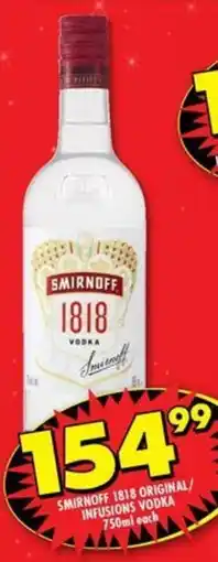 Shoprite Liquor Smirnoff 1818 original/ infusions vodka offer