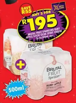 Shoprite Liquor Brutal fruit sparkling ruby apple/litchi seche spirit cooler cans offer