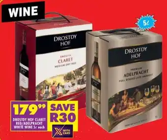 Shoprite Liquor Drostdy hof claret red/adelpracht white wine offer