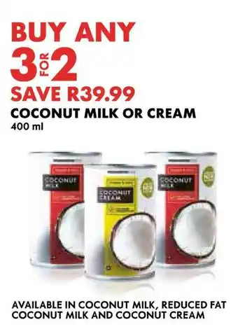 Woolworths Coconut milk or cream offer