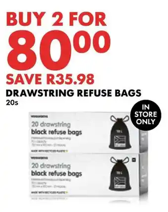 Woolworths Drawstring refuse bags offer