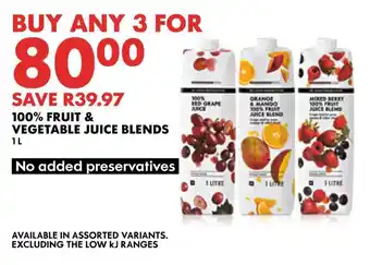 Woolworths 100% fruit & vegetable juice blends offer