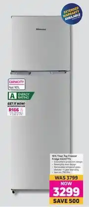Game Hisense 161Ltr Titan Top Freezer Fridge H220TTS offer