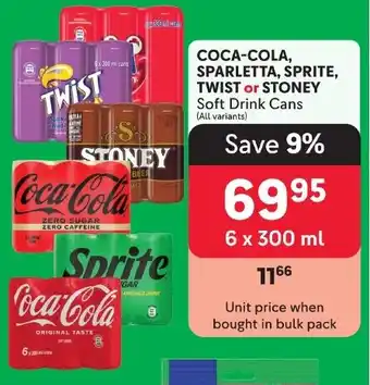 Makro COCA-COLA, SPARLETTA, SPRITE, TWIST or STONEY Soft Drink Cans offer