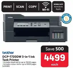 Makro Brother DCP-T720DW 3-in-1 Ink Tank Printer offer