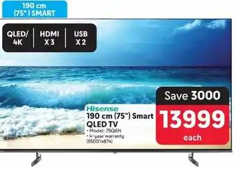 Makro Hisense 190 cm (75") Smart QLED TV offer