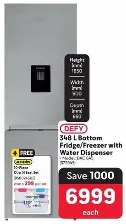 Makro DEFY Bottom Fridge/Freezer with Water Dispenser offer