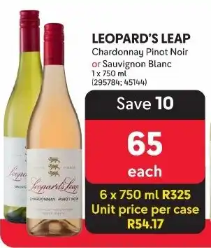 Makro LEOPARD'S LEAP Chardonnay Pinot Noir or Sauvignon Blanc offer