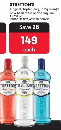 Makro STRETTON'S Original, Triple Berry, Ruby Orange or Wild Berries London Dry Gin offer