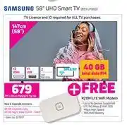 Game Samsung 58" UHD Smart TV 85TU7000-On My Gig 20 Top Up (36 Month) offer