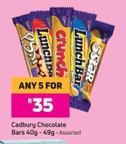 Game Cadbury Chocolate Bars Assorted-For Any 5 x 40g/49g offer