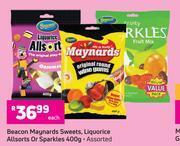 Game Beacon Maynards Sweets, Liquorice Allsorts Or Sparkles Assorted-400g Each offer