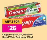 Game Colgate Original, Gel, Herbal Or Herbal White Toothpaste-For Any 2 x 100ml offer