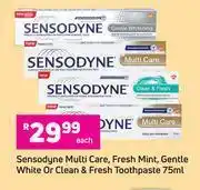 Game Sensodyne Multi Care, Fresh Mint, Gentle White Or Clean & Fresh Toothpaste-75ml Each offer