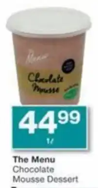 Checkers Hyper The Menu Chocolate Mousse Dessert offer