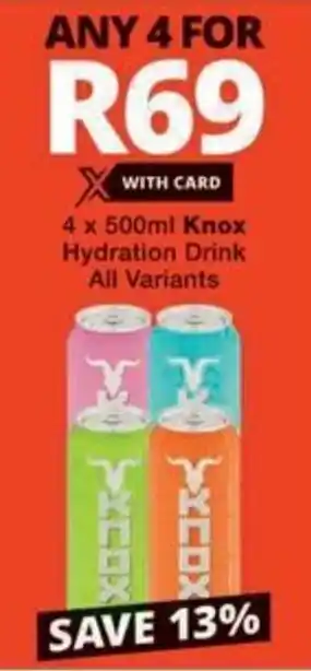 Checkers Hyper Knox Hydration Drink All Variants offer