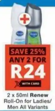 Checkers Hyper Renew Roll-On for Ladies/ Men All Variants offer