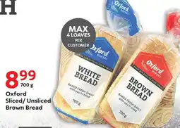 Oxford Freshmarket Oxford Sliced/Unsliced Brown Bread offer