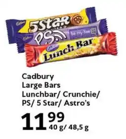 Oxford Freshmarket Cadbury Large Bars Lunchbar/Crunchie/ PS/ 5 Star/ Astro's offer