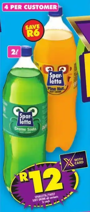 Shoprite Sparletta/twist soft drink all variants offer