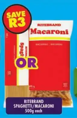 Shoprite Ritebrand spaghetti/macaroni offer