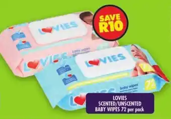 Shoprite Lovies scented/unscented baby wipes offer